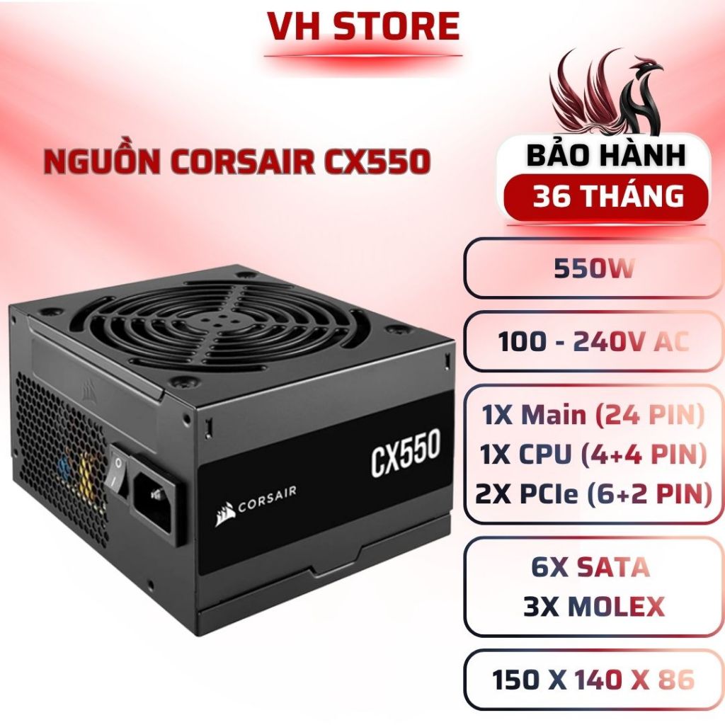 Nguồn CORSAIR CX550 550W 80 Plus Bronze ATX PSU - BẢO HÀNH 36 THÁNG - VHSTORE