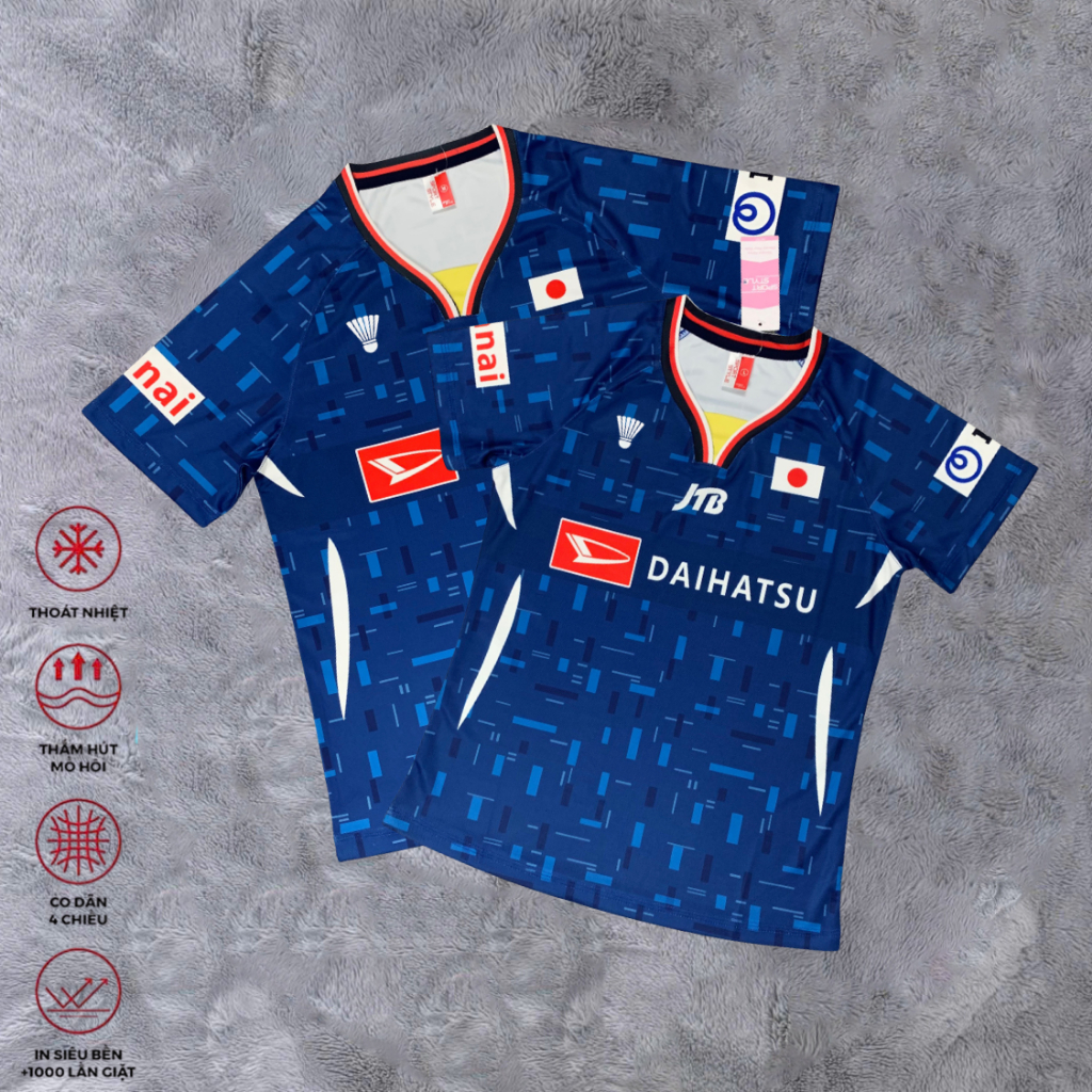 Siêu Phẩm Áo Cầu Lông Tuyển Japan Color Xanh Tuyệt Đẹp Draha, Chất Vải Mè Thấm Hút Tốt