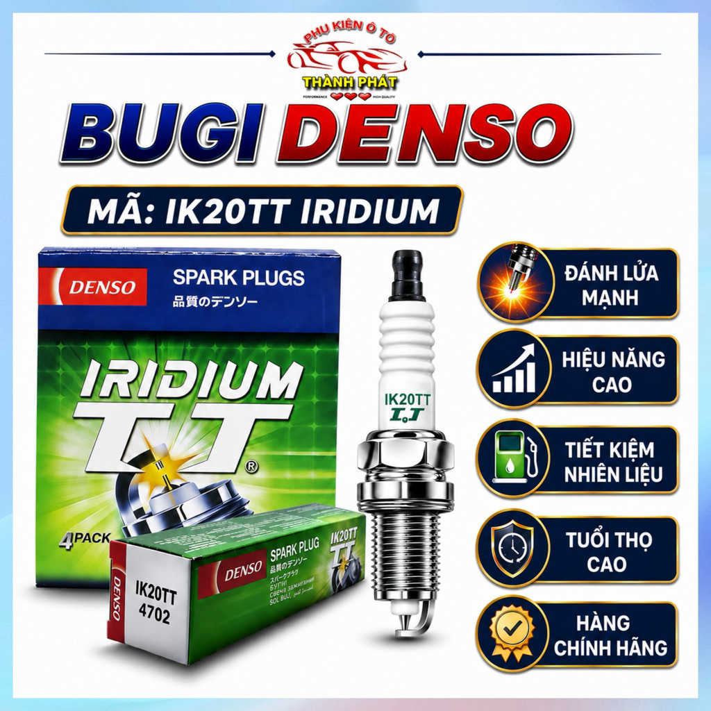 Bugi Denso IK20TT Chính Hãng – Bugi Ô Tô Iridium TT Cao Cấp Đánh Lửa Mạnh Cho Nhiều Dòng Xe
