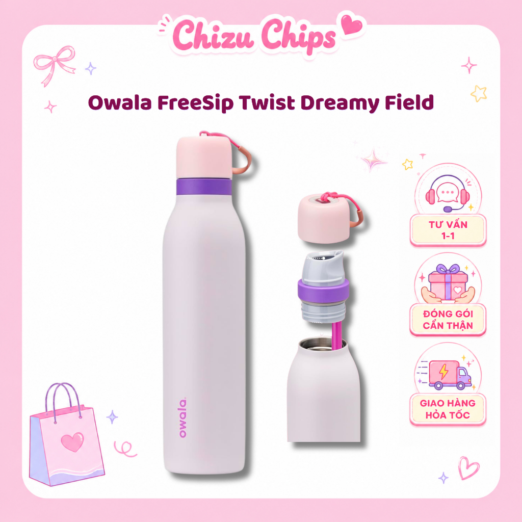 [ Hàng chính hãng ] Bình giữ nhiệt 24h Owala Dreamy Field thiết kế năng động 710ml