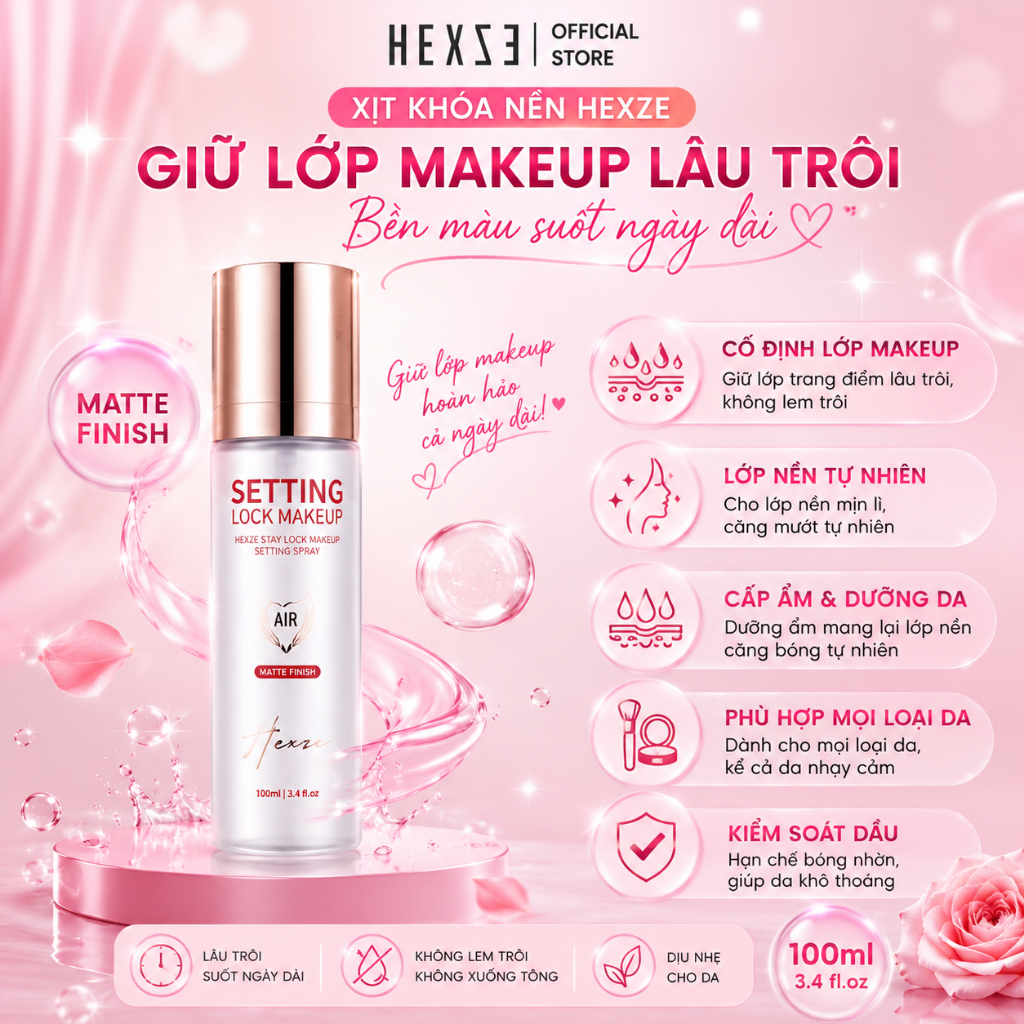 Xịt khoá nền HEXZE, lớp nền căng bóng lâu trôi dung tích 100ml