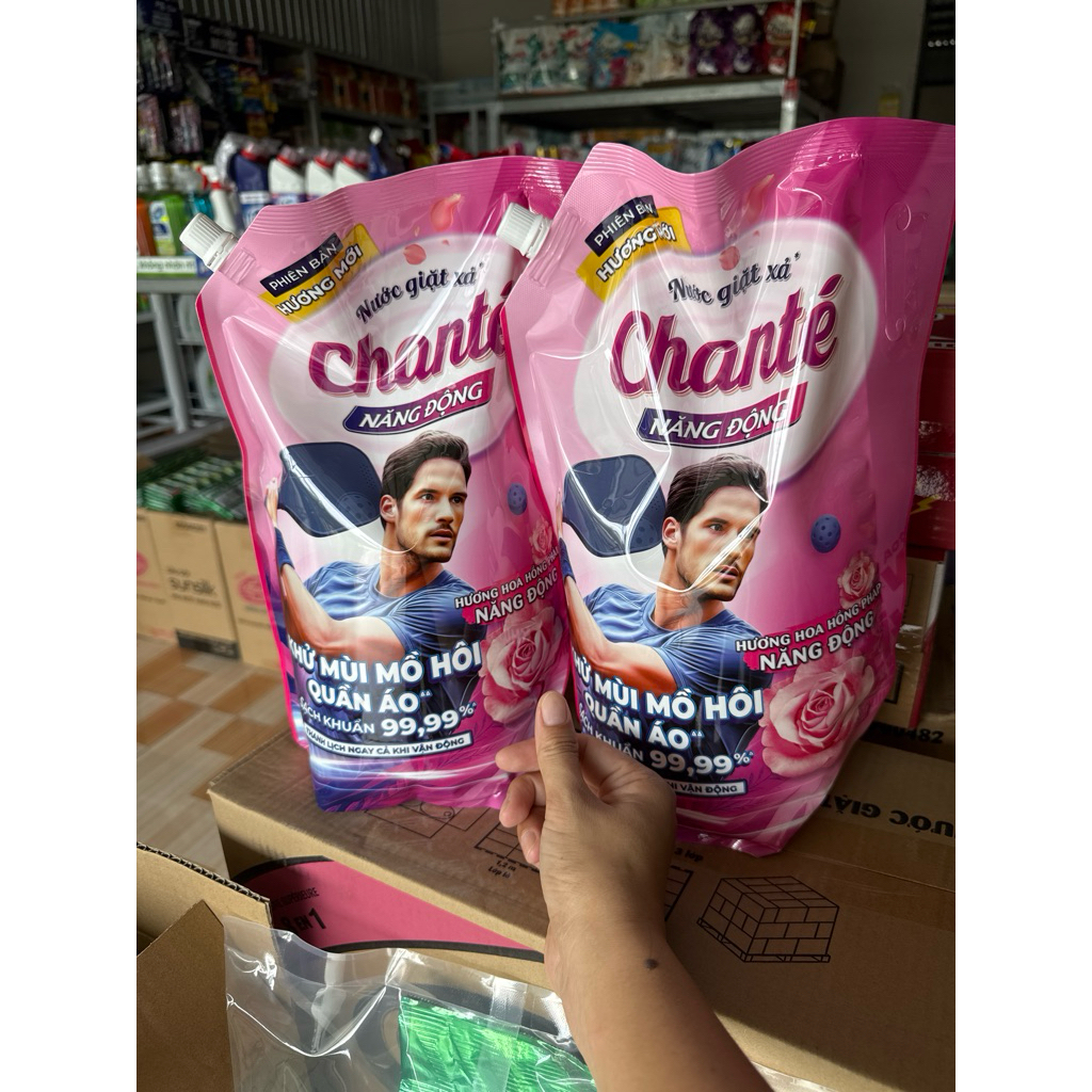 Combo 2 túi Nước giặt xả Chante năng động mới hương hoa hồng Pháp (2*3,2Kg)