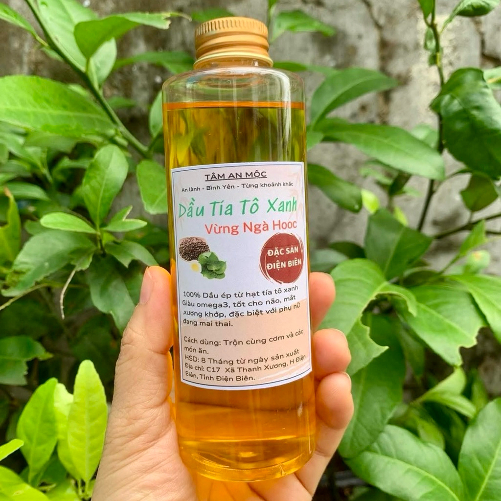 Dầu Tía Tô Xanh 250ml Giàu Omega 3 Tự Nhiên Từ Hạt Tía Tô Điện Biên