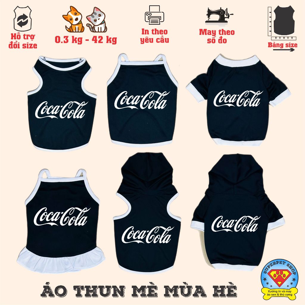 Áo mùa hè chó mèo - NƯỚC NGỌT COCA.COLA - ĐEN - Superpet Shop