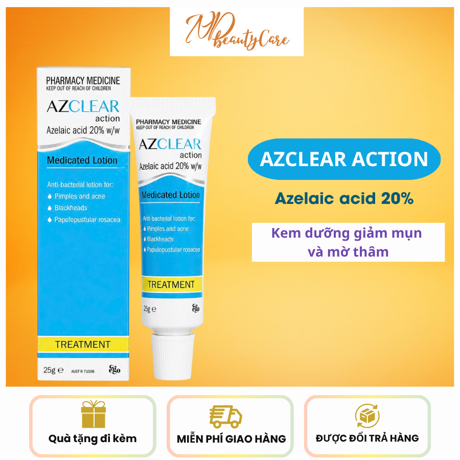 Azclear Action Lotion 20% Azelaic Acid Giảm Mụn Mờ Thâm - Dạng Lotion Thấm Nhanh Không Nhờn Rít 25g