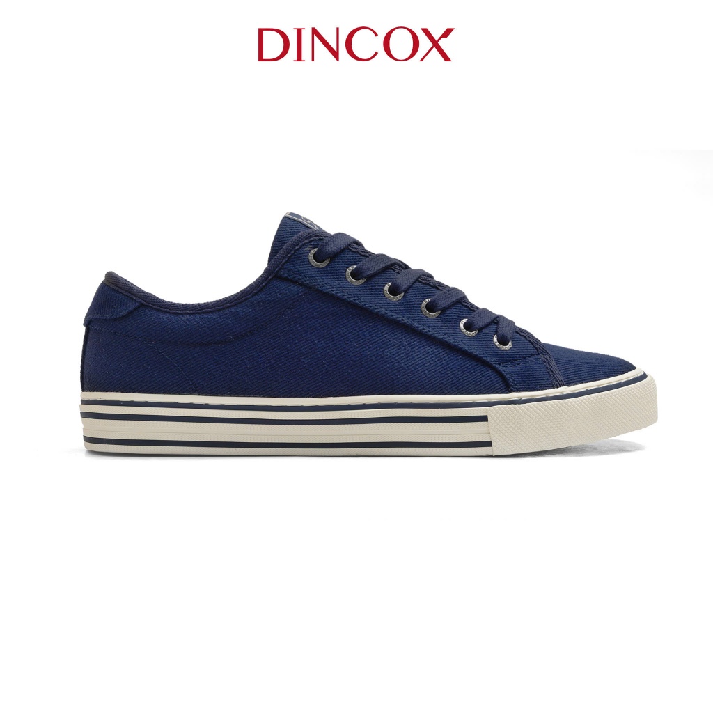Giày Sneaker Nam Nữ Cổ Thấp Canvas DINCOX E12 NAVY LINE - Giày Vải Unisex Thời Trang Basic