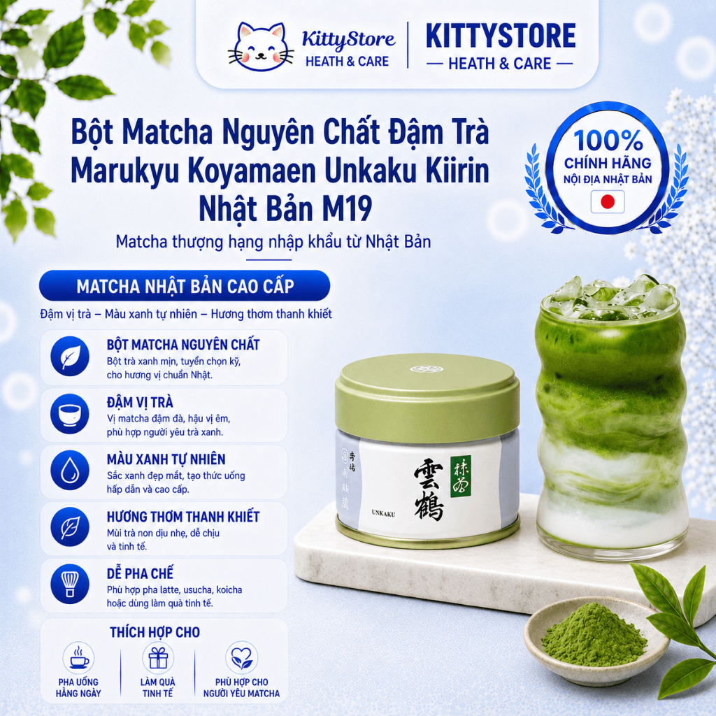 Bột Matcha Nguyên Chất Đậm Trà Marukyu Koyamaen Unkaku Kiirin Nhật Bản M19
