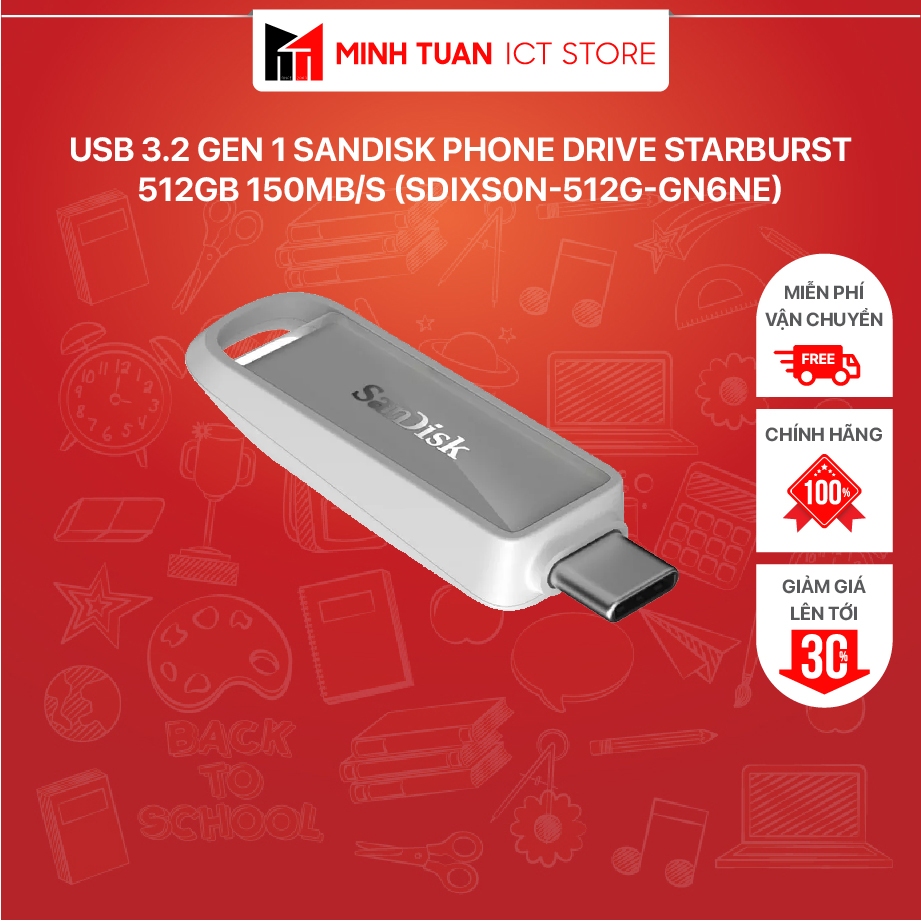 USB 3.2 Gen 1 Sandisk Phone Drive Starburst 512GB 150MB/s (SDIXS0N-512G-GN6NE)
