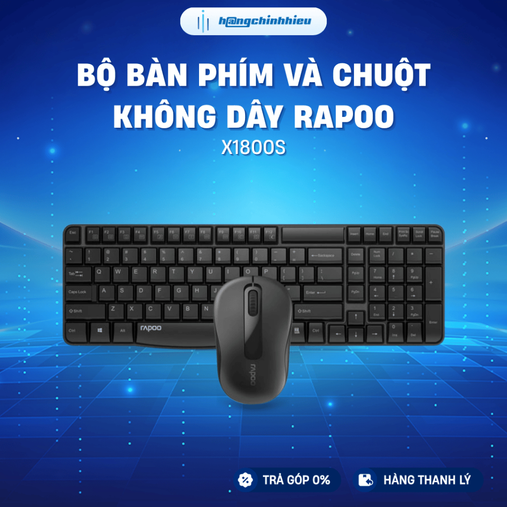 [Hàng thanh lý] - [X1800S] Bộ bàn phím và chuột chơi game không dây Rapoo X1800S màu đen