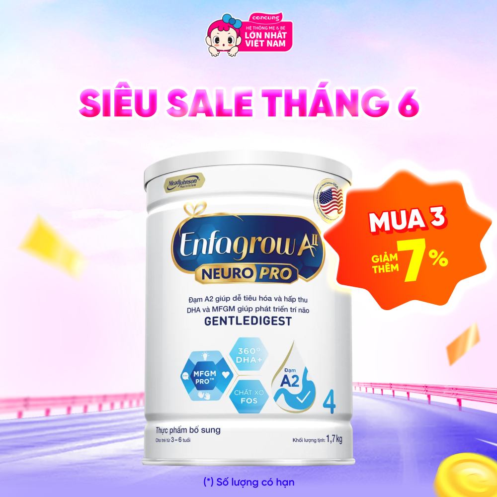 Sữa Enfagrow A2 Neuro Pro số 4 1.7 kg (3 - 6 tuổi)