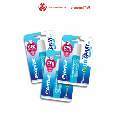 Combo 3  xịt thơm miệng diệt khuẩn Pierrot 10ml/lọ, hương bạc hà thơm mát