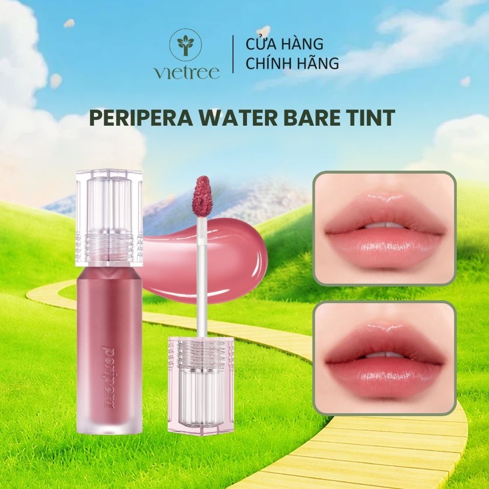 Son Tint Bóng PERIPERA Water Bare Tint dưỡng ẩm giúp chăm sóc đôi môi mềm mại (3.7g)