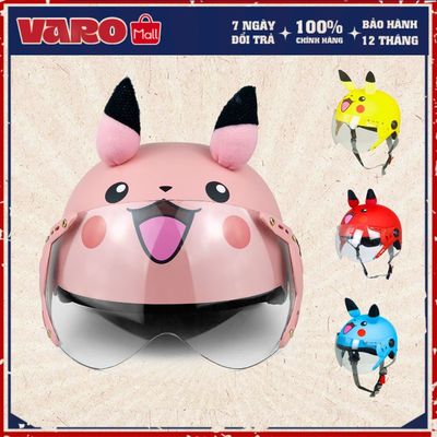 Mũ bảo hiểm cho bé kính càng VARO - Heo, pikachu, Vịt có mỏ cao cấp