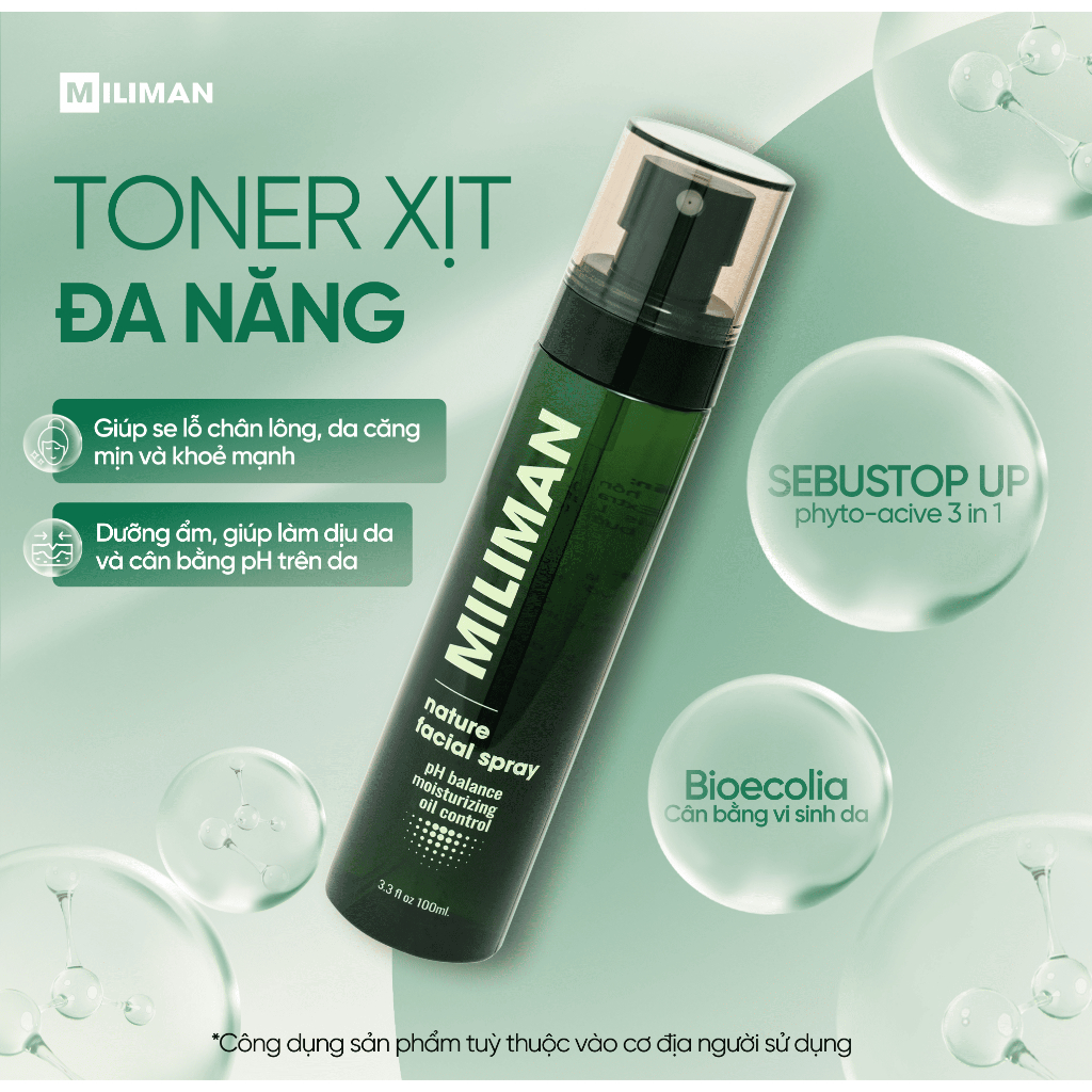 Toner Xịt Đa Năng MILIMAN 100ML NEW 2026 - Giúp Dưỡng Ẩm, Làm Dịu Da, Cân Bằng pH