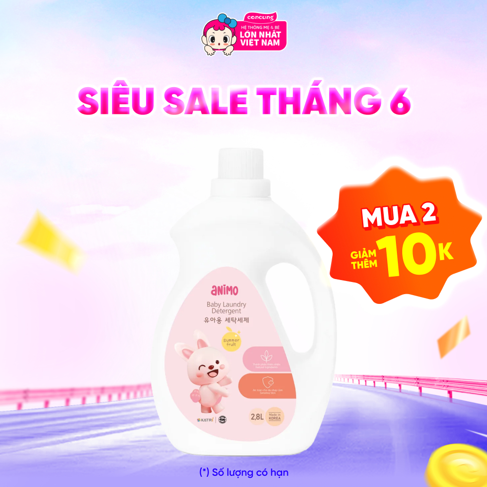 Nước giặt cho bé Animo hương trái cây mùa hè chai 2,8L