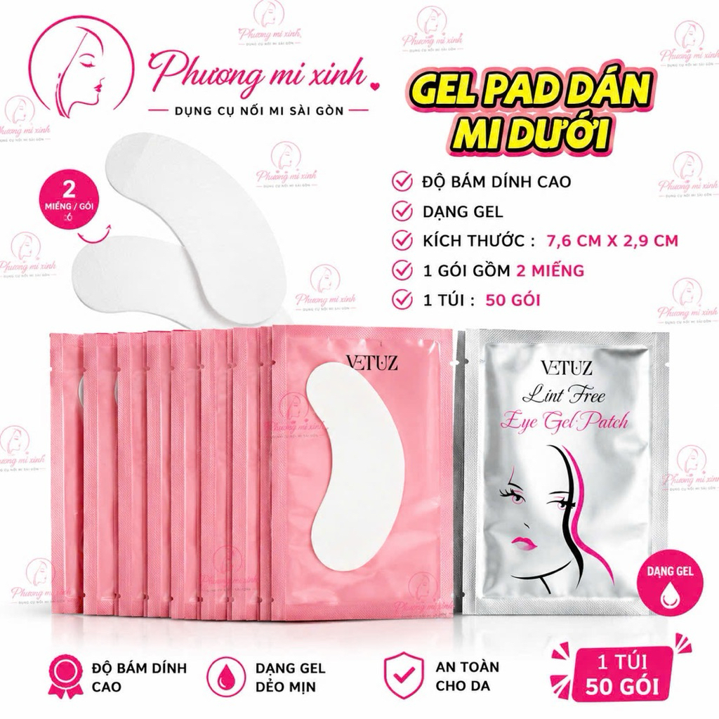 (25 CẶP) (50 CẶP) Miếng dán mi dưới Gel pad -gelpad dán mi dưới 1 túi 2 miếng _ Dụng cụ nối mi _ Phụ