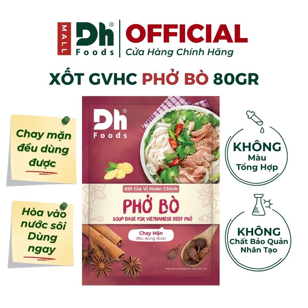 Xốt Gia Vị Hoàn Chỉnh Phở Bò Dh Foods Gói 80g – Gia Vị Nấu Phở, Nấu Phở Bò Thơm Ngon, Tiện Lợi, Đậm 