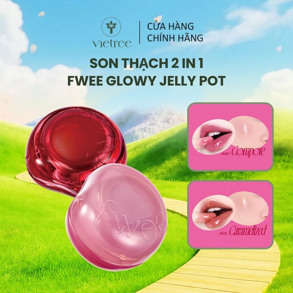 Son và má hồng dạng thạch FWEE Lip & Cheek Glowy Jelly Pot, Môi Căng Mọng Tự Nhiên Chuẩn Hàn (4g)