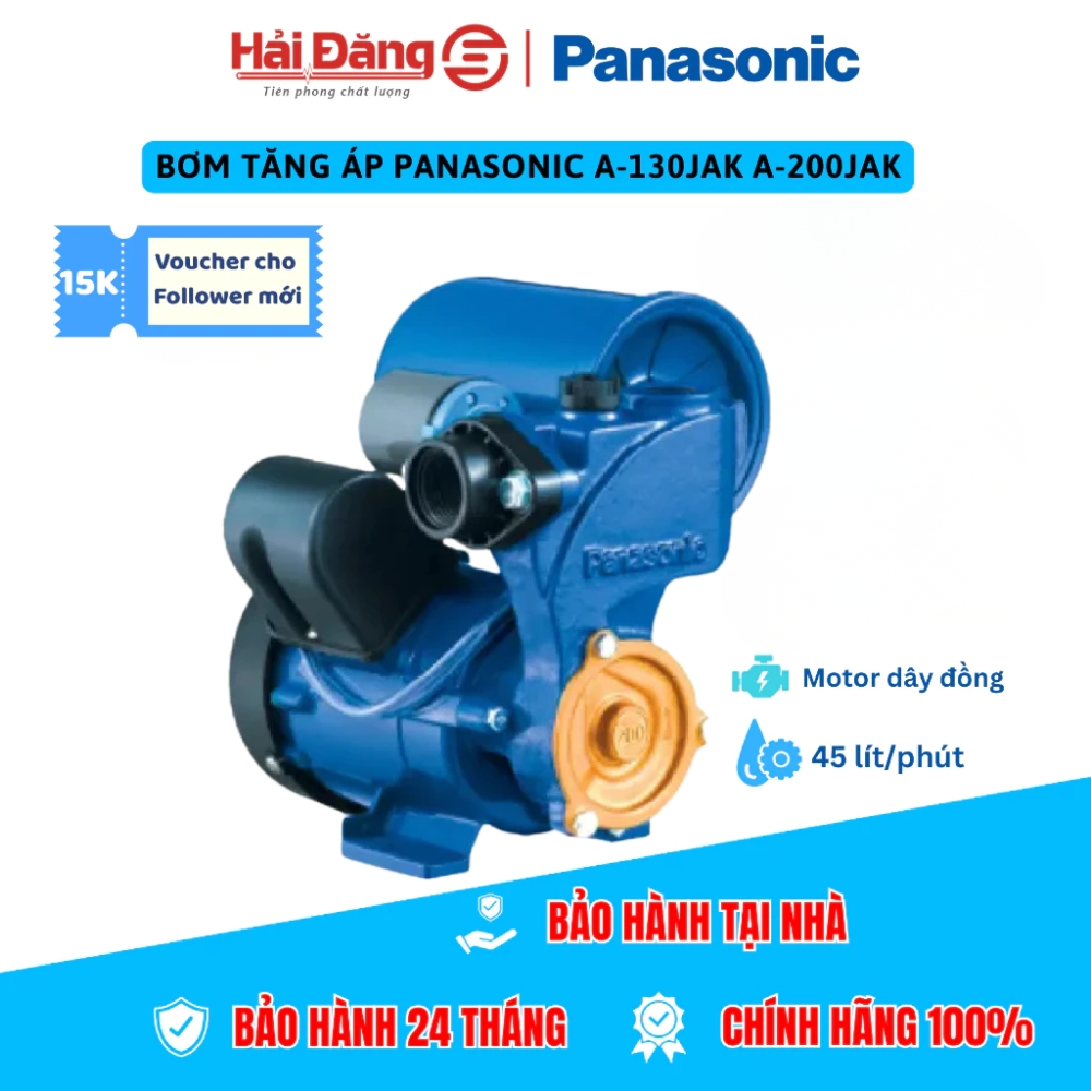 Bơm tăng áp Panasonic A-130JAK/A-200JAK động cơ mạnh mẽ công suất 125W/200W