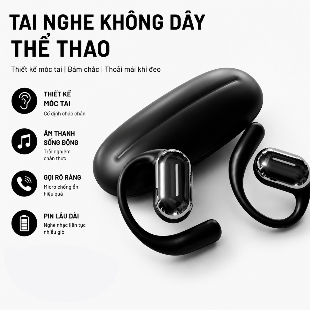 Tai Nghe OWS G10 Bluetooth Không Dây, Tai Nghe Thể Thao Dẫn Khí, ENC Chống Ồn, Âm Thanh HiFi, Kết Nố