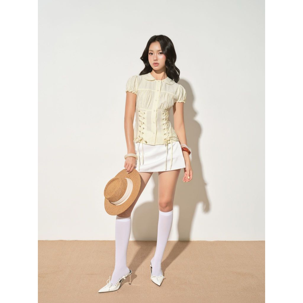 CRISPUS - Áo Kiểu Cổ Sen Thắt Dây Hai Bên Dễ Thương - KEERA TOP