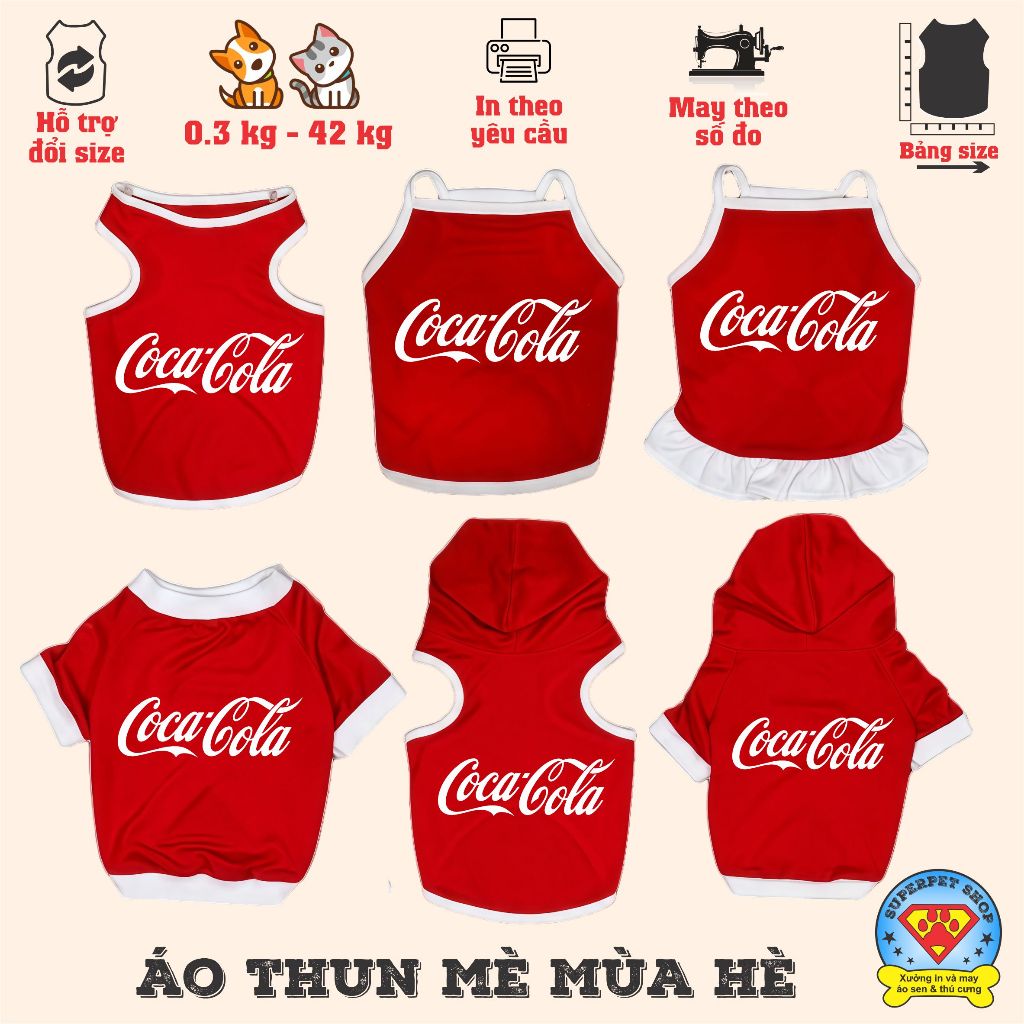 Áo mùa hè chó mèo - NƯỚC NGỌT COCA.COLA - ĐỎ - Superpet Shop