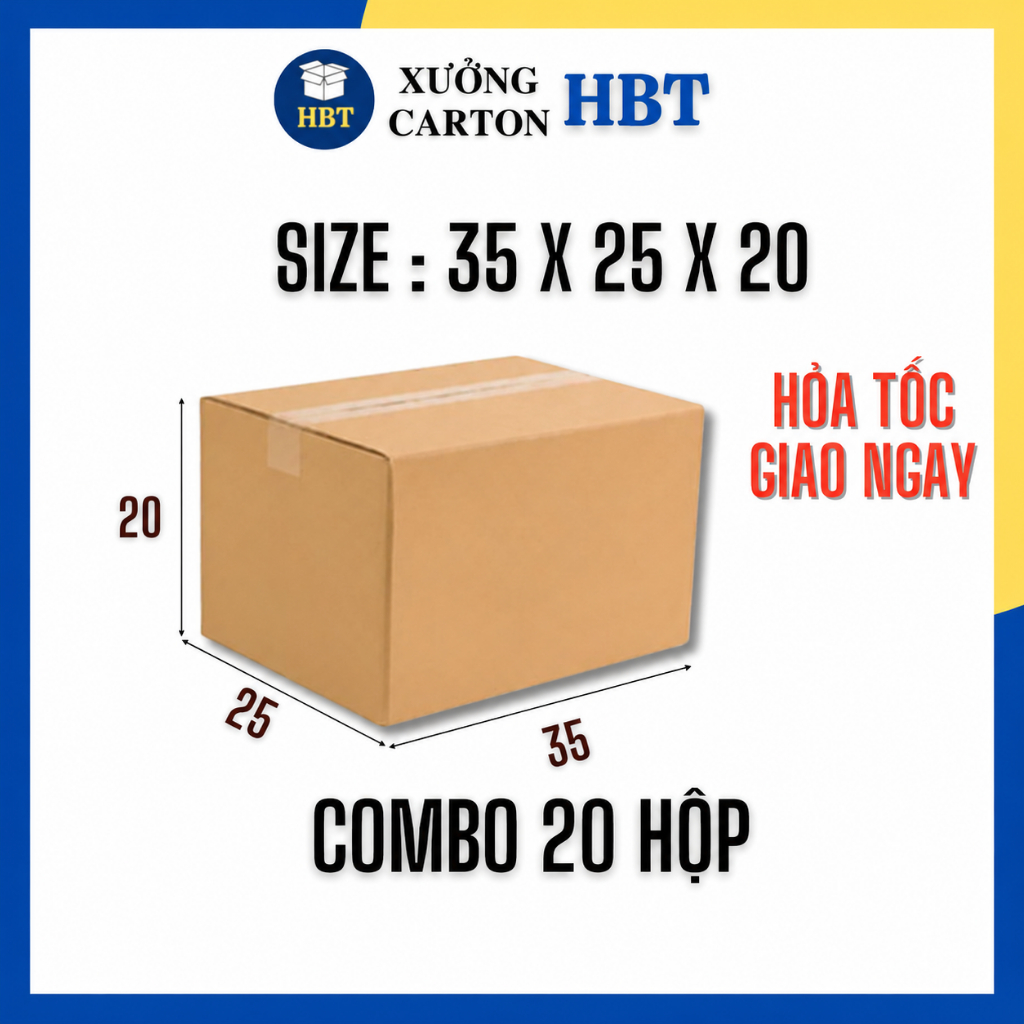 35x25x20 - 20 hộp carton đóng hàng giá rẻ