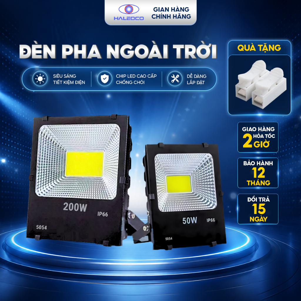 Đèn Pha Led, Bóng Đèn Ngoài Trời 50W Chống Nước IP66 Haledco Bảo Hành 12 Tháng