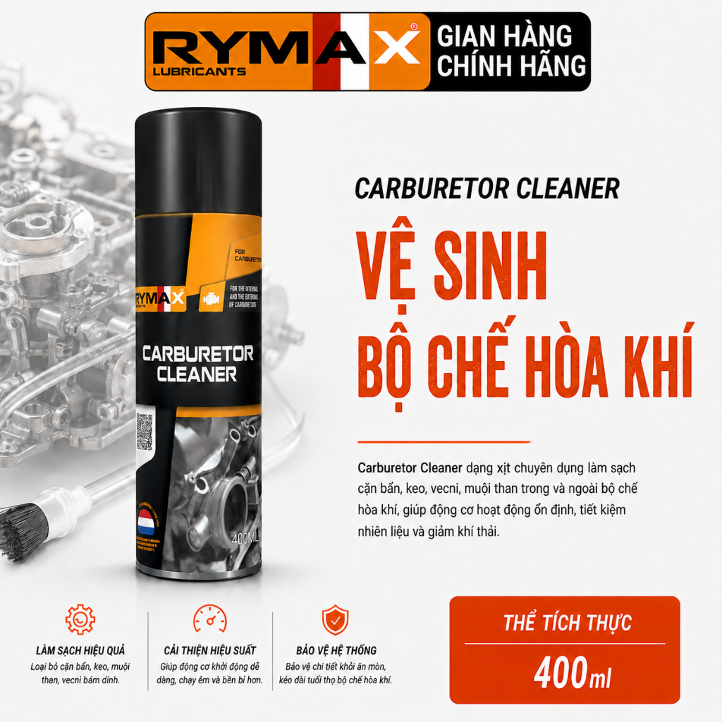 Phụ gia vệ sinh bộ chế hòa khí Rymax Carburetor Cleaner 400ml