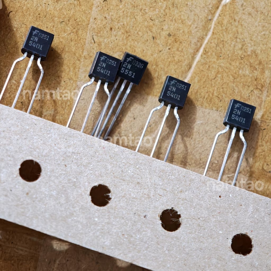 (2 cặp) Transistor 2N5551 2N5401 5551 5401 Hãng Fairchid chân đồng