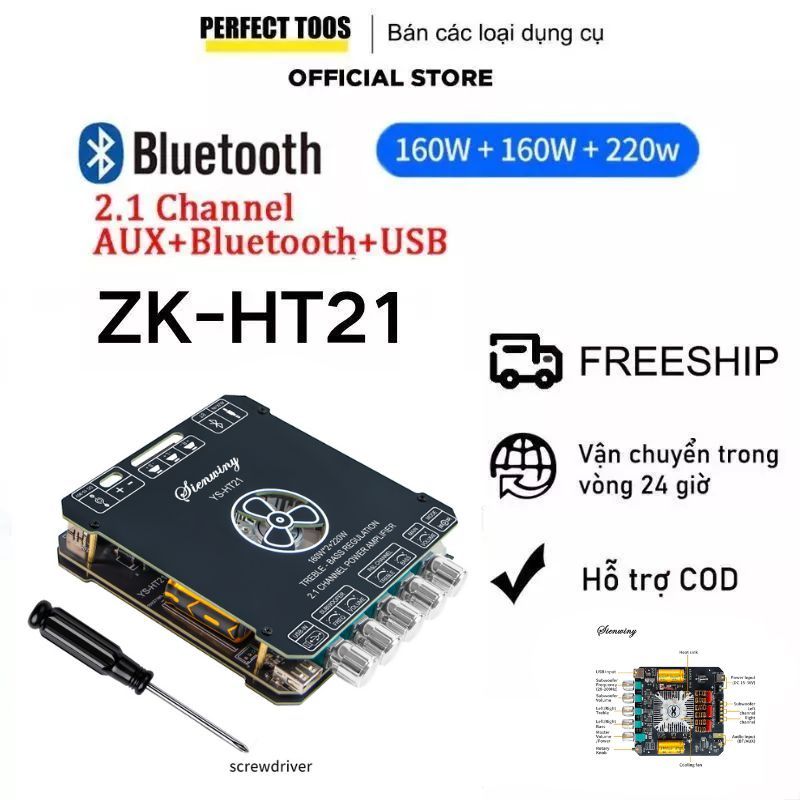 Mô Đun Khuếch Đại Âm Thanh ZK-HT21 mạch bluetooth Kênh 2.1 TDA7498E 160W * 2 + 220W