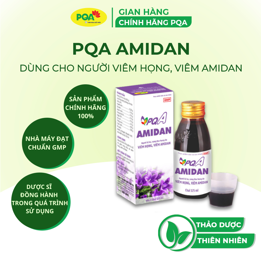 PQA Amidan Dùng Cho Người Lớn, Trẻ Em Bị Viêm Amidan, Viêm Họng, Giảm Ho, Giảm Sưng Đau Chai 125ml