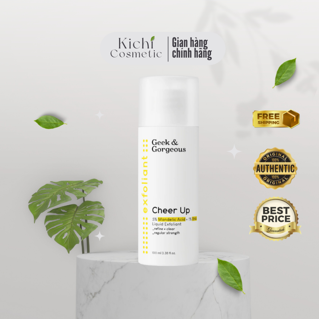 (hàng cty) TONER TẨY DA CHẾT GEEK & GORGEOUS CHEER UP 5% MANDELIC ACID + 1% BHA 30ml tẩy da chết aha