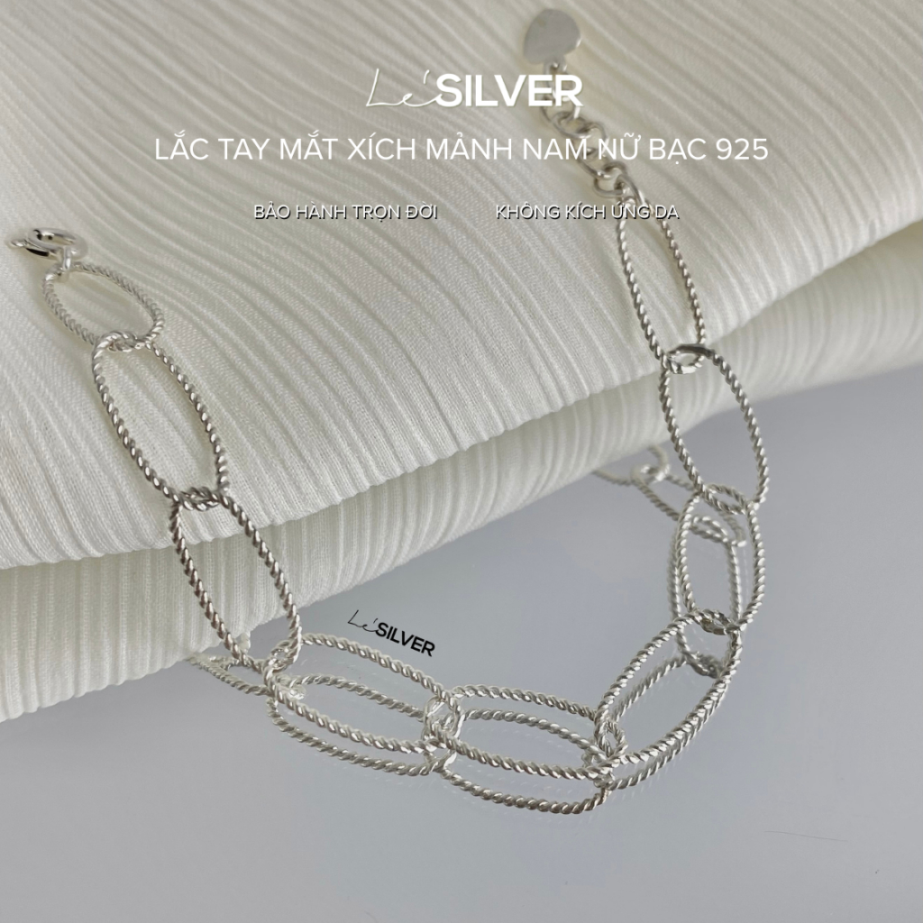 Lắc Tay Bạc 925 Le’SILVER Mắt Xích Mảnh Nam Nữ - Lắc Tay Bạc Cao Cấp Unisex
