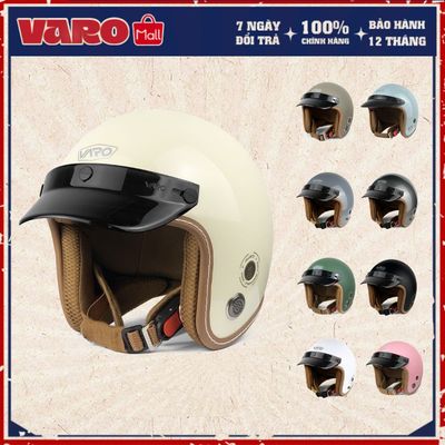 Mũ Bảo Hiểm 3/4 Viền Chỉ Thông Gió - Tặng Kèm Lưỡi Trai Chính Hãng VaroHelmet - Bảo Hành 1 Năm