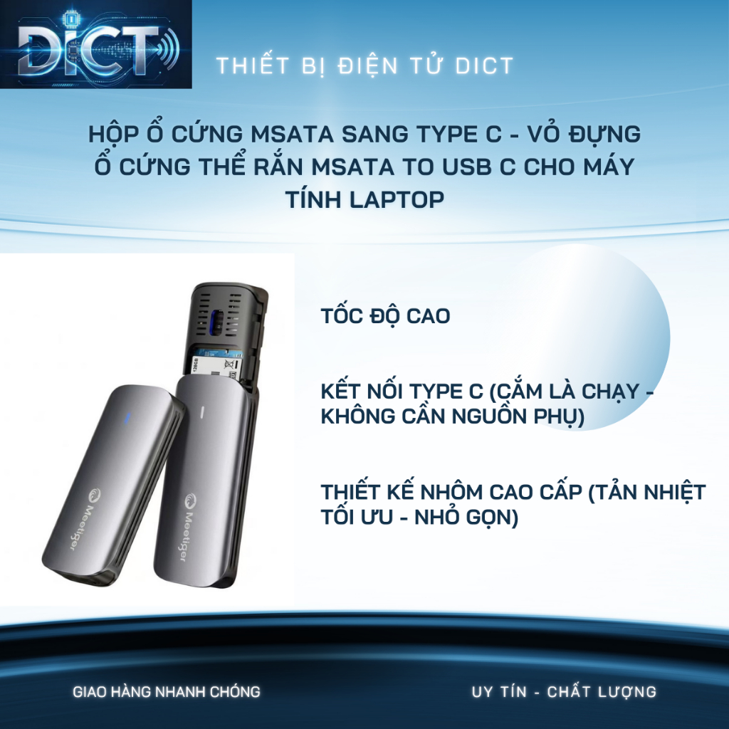 Hộp Ổ Cứng MSATA Sang Type C - Vỏ Đựng Ổ Cứng Thể Rắn MSATA To USB C Cho Máy Tính Laptop