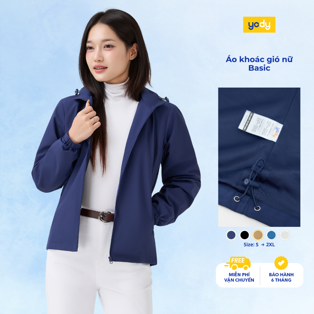 Áo khoác gió nữ YODY basic cản gió chống bụi hiệu quả WCWC25F048
