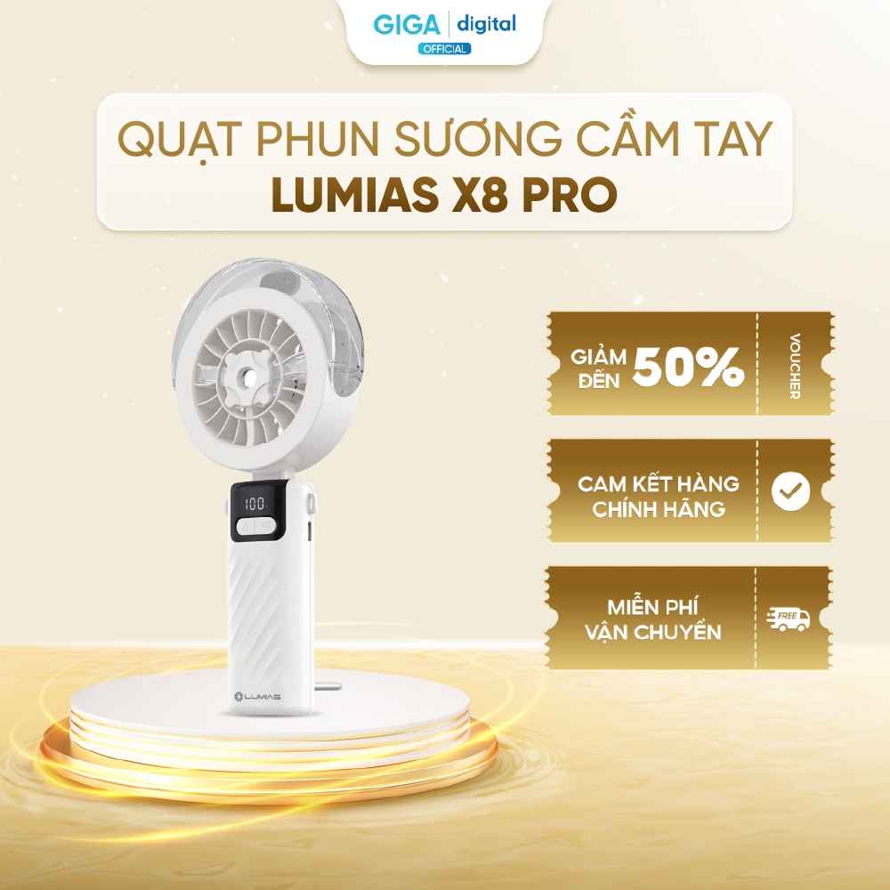 Quạt phun sương cầm tay Lumias X8 Pro - 100 cấp độ gió - Thời gian hoạt động 2-8 giờ - Cổng sạc Type
