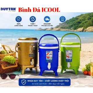 💥thùng đá giữ nhiệt icool nhựa duy tân pu foam tech - bình đựng nước đá có vòi đi picnic cắm trại 💥