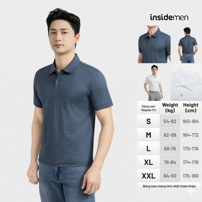 Áo Polo ngắn tay nam Insidemen dệt Jacquard dáng Regular Fit IPS118MAH0