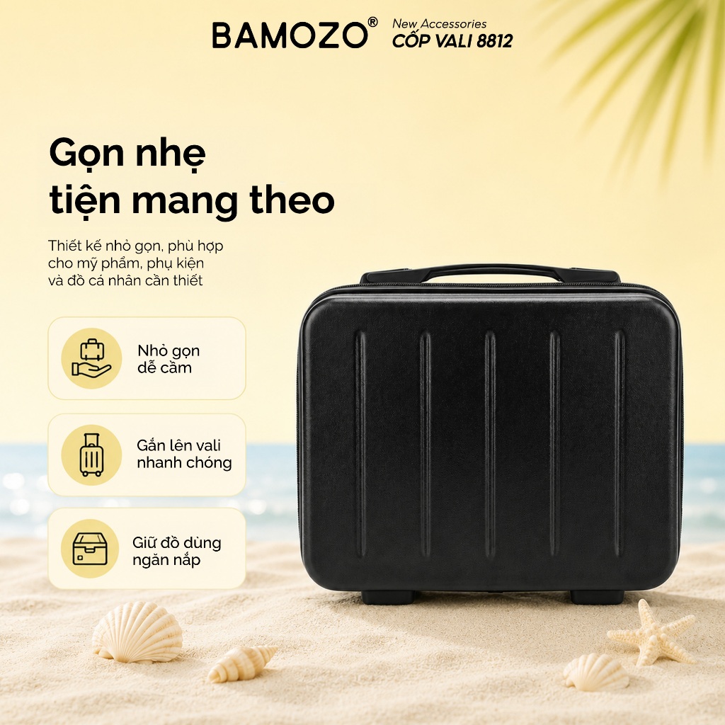 Cốp Vali Mini Size 14 Hình Vuông Bamozo Đựng Đồ Trang Điểm Chống Thấm Nước Tiện Lợi_VL8812K14