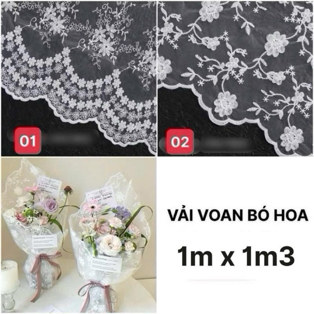 VẢI REN VOAN HOA 1Mx1M3