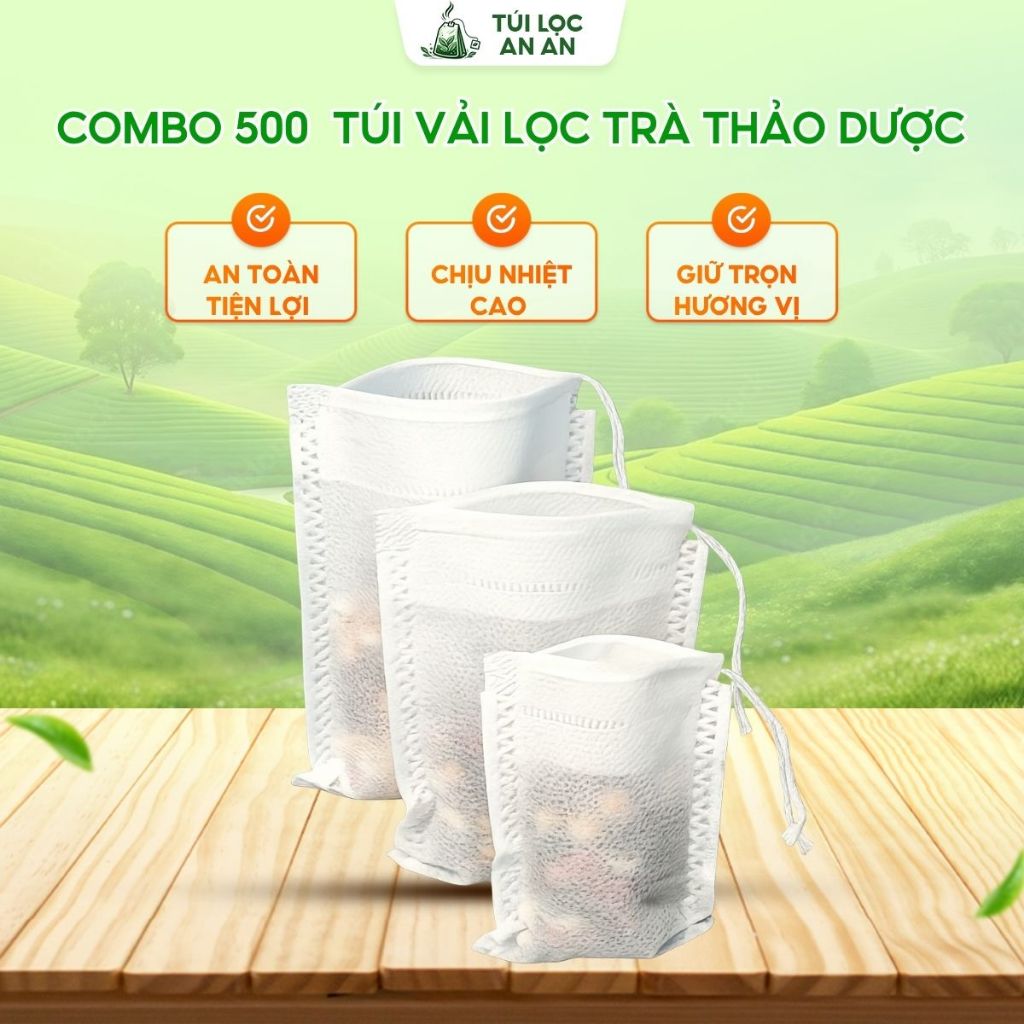 [COMBO 500] Túi lọc trà,CÔNG NGHỆ MỚI, chất liệu vải không dệt, bền chắc, kèm dây rút đủ các kích thước lớn nhỏ