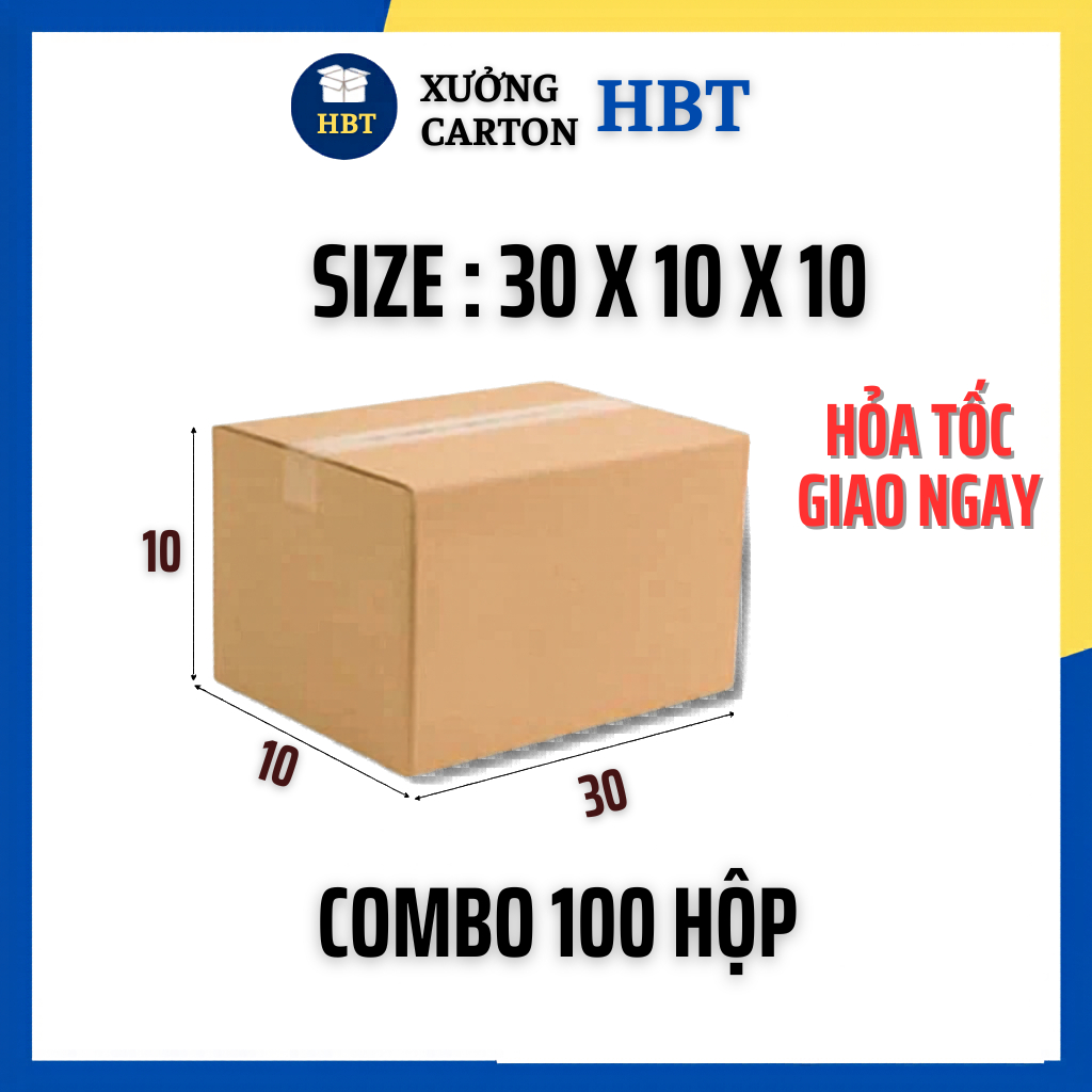 30x10x10 - 100  hộp carton đóng hàng giá rẻ