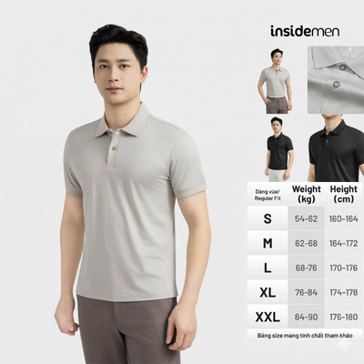 Áo Polo nam ngắn tay dệt Jacquard Insidemen dáng Regular Fit ít nhăn nhàu, co giãn linh hoạt IPS124MAH0