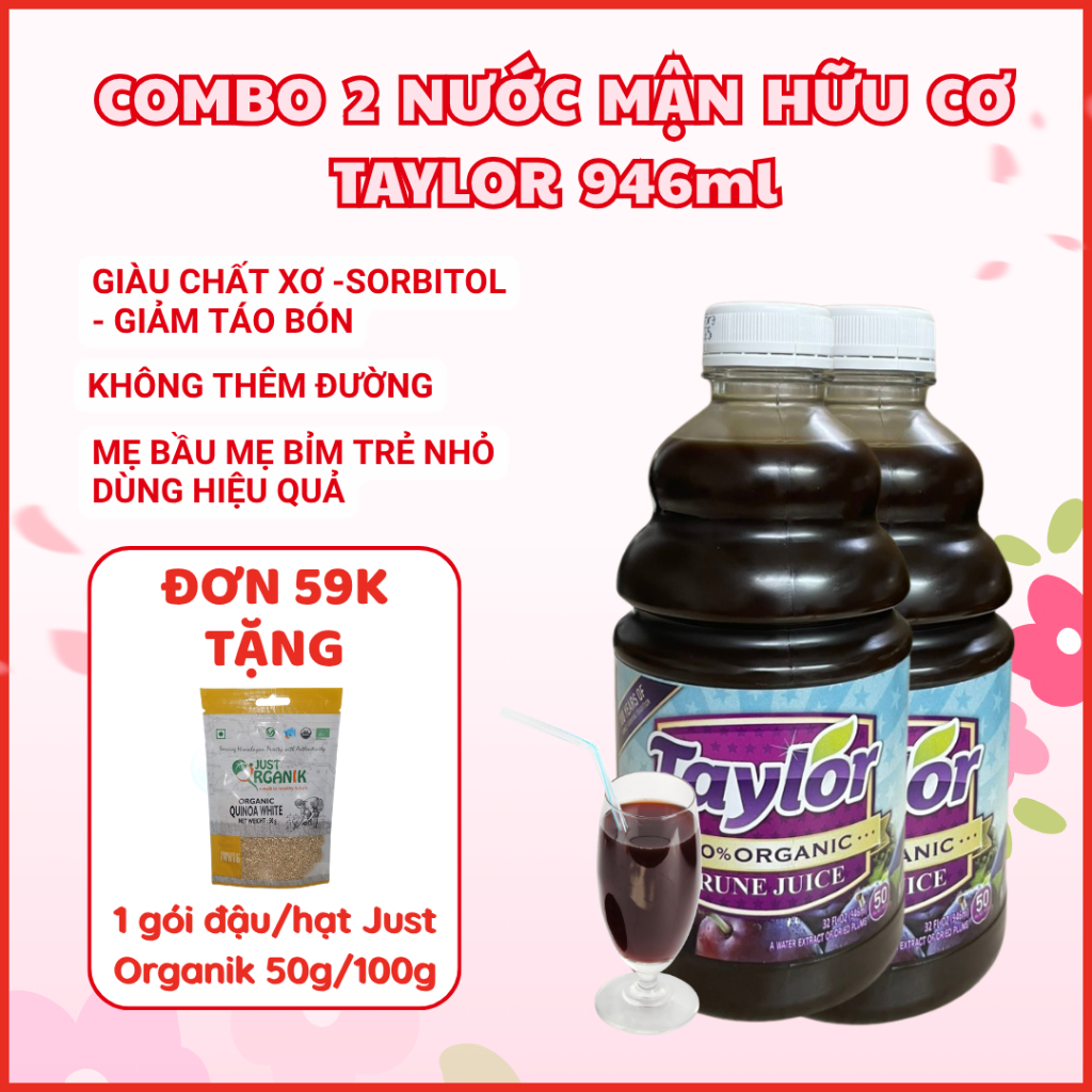 COMBO 2 Nước Mận, Nước Ép Mận Taylor Tự Nhiên / Hữu Cơ 946ml Naturally Prune Juice