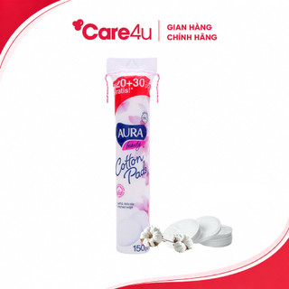 Bông Tẩy Trang Aura Beauty 150 Miếng 100% Cotton Tự Nhiên Không Xơ Bông Mềm Mại Tẩy Trang Lau Toner