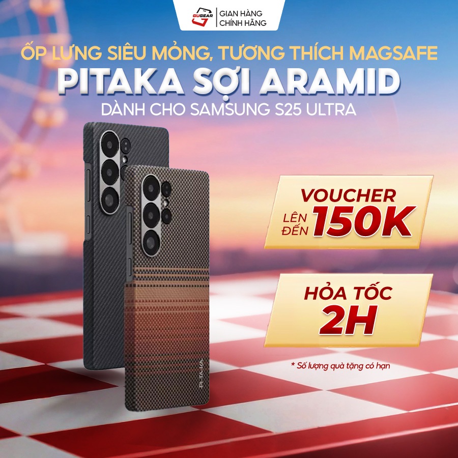 [Samsung S25 Ultra] Ốp lung siêu mỏng PITAKA sợi Aramid, tương thích magsafe, chống trầy, ôm viền