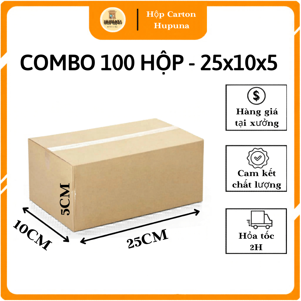 [SỈ/LẺ] (25x10x5) COMBO 100 Hộp Carton Giá Rẻ, Thùng Carton Đóng Hàng chỉ từ 599đ/h