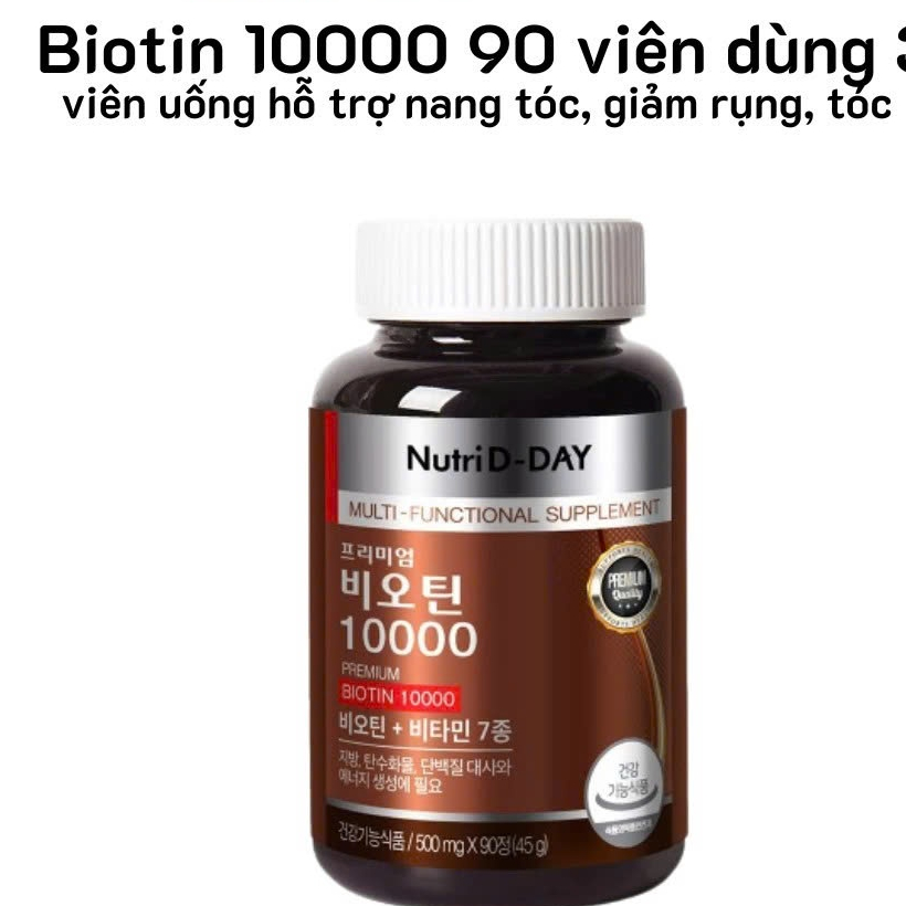 Viên uống bổ sung Nutri D- Day Premium Biotin 10000mg- Hỗ trợ nang tốc, giảm rụng tóc, giúp tóc khỏe